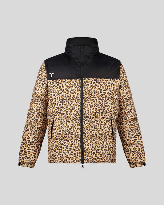 GIACCA PUFFER NERA DOUBLE FACE CON PATTERN LEOPARDATO