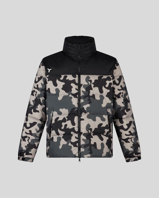 GIACCA PUFFER NERA DOUBLE FACE CON PATTERN CAMOUFLAGE